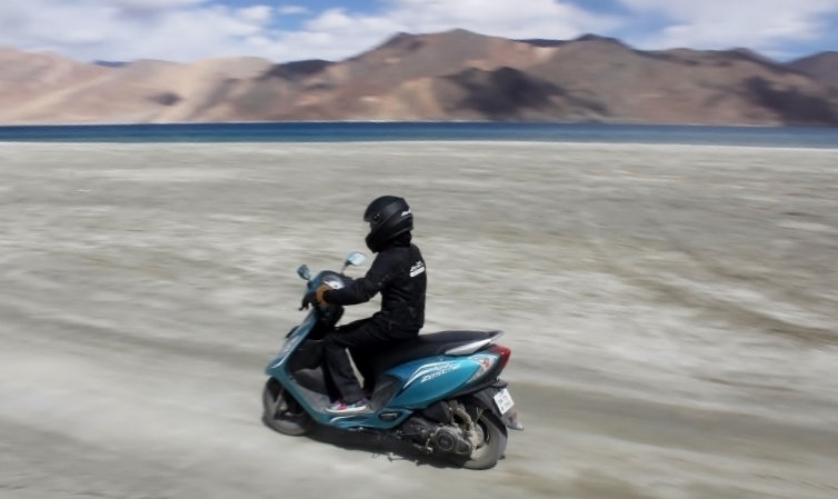 Anam Hashim and TVS Scooty Zest 110 in Ladakh (8)