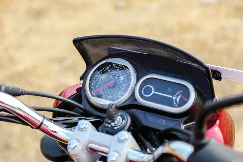 2017 Bike India new Bajaj V12 Review console tachometer dash