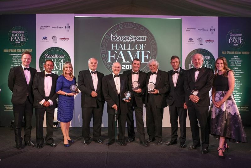 Barry Sheene with the winners of Motorsport Hall of Fame 2017