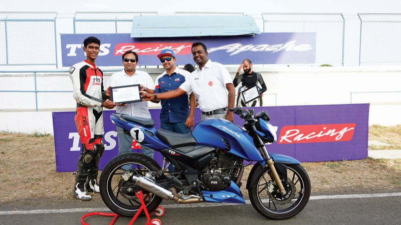 new, bike, india, tvs, apache, rtr, 2004v, racing, school, racetrack, mmrt, kari motor speedway, chennai, coimbatore, race, training, news, feature, latest