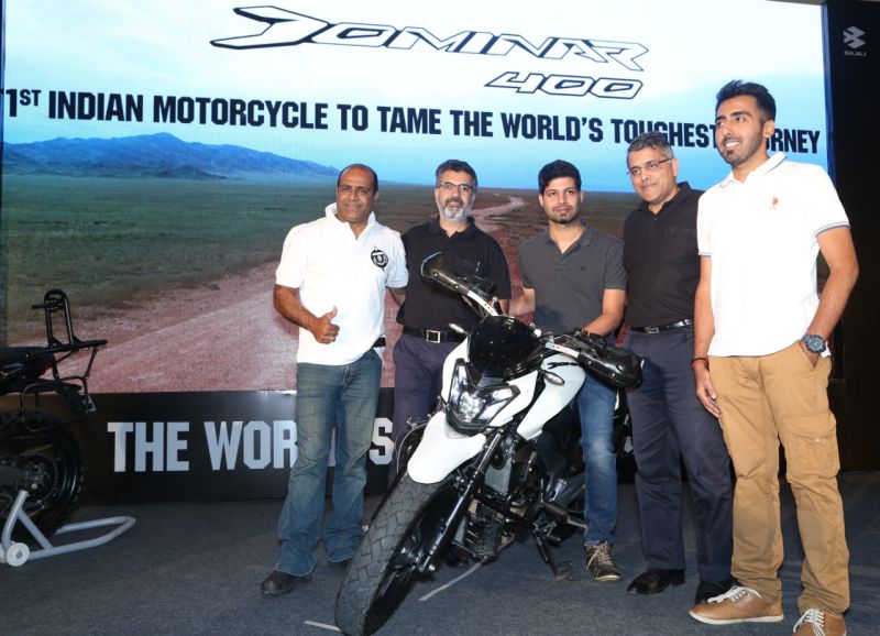 Eric Vas and Sumeet Narang from Bajaj Auto on the occasion of Dominar creating history by conquering the world toughest journey-M1