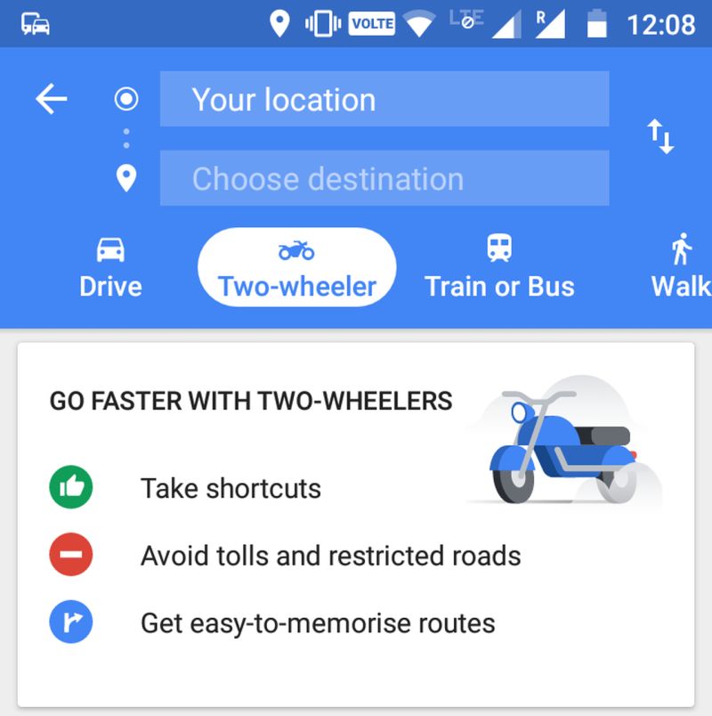 new, bike, india, google, maps, app, update, two-wheeler, mode, option, feature, route, news, latest