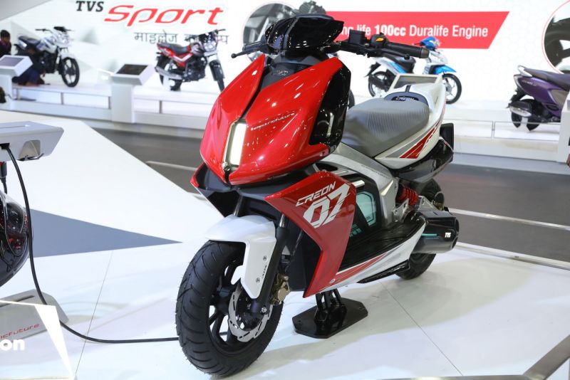 new, bike, india, tvs, auto, expo, concepts, unveil, creon, zeppelin, apache rtr 200 Fi ethanol, green, environment friendly, news, latest