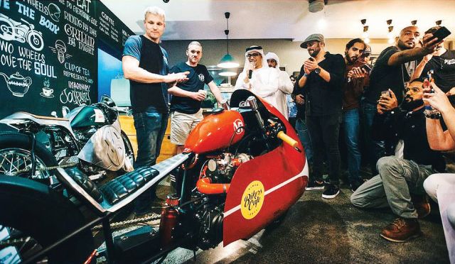 The streamliner Hero Xtreme 150 with turbocharger wows the audiance at the Biker Build-off in Dubai