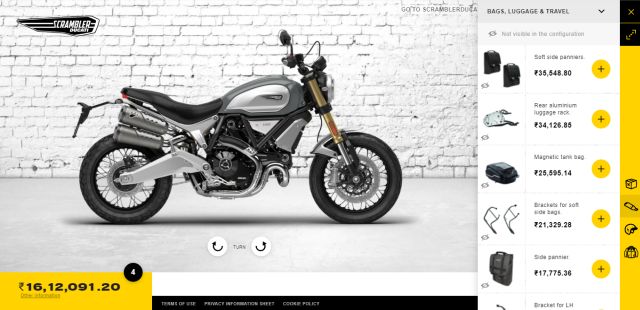 Scrambler ducati deals configurator