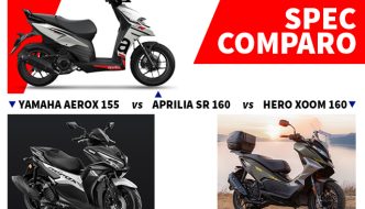 Spec Comparo: Yamaha Aerox 155 vs Hero Xoom 160 vs Aprilia SR 160