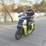 TVS Orbiter riding left front three fourth