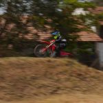 Ducati Desmo450 MX left riding shot